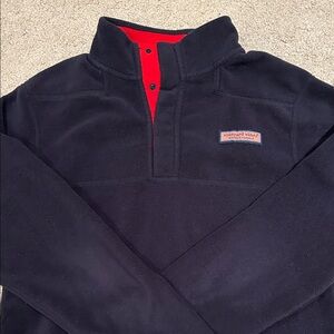 Vineyard Vines Navy blue 1/4 snap Pullover with Red Accents